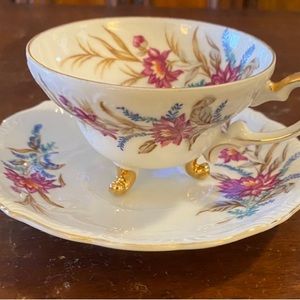 Demitasse UCAGCO China White footed Tea Cup & Saucer